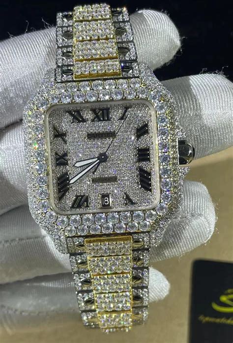 fake iced out diamond watches|moissanite bust down watch.